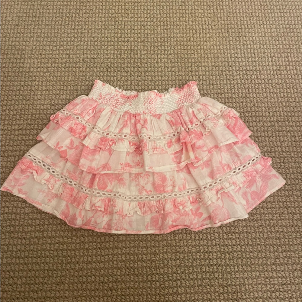 Kids Pink and White Loveshackfancy Skirt